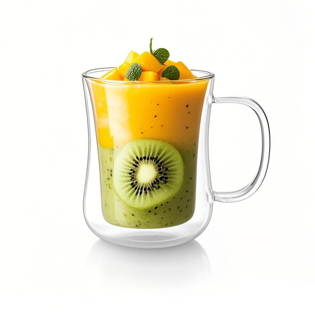 double wall glass juice mug with handle