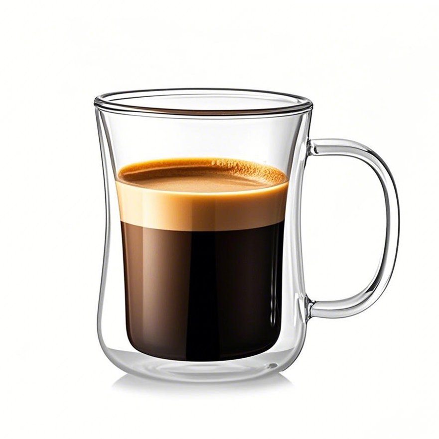 double wall glass coffee cup with handle