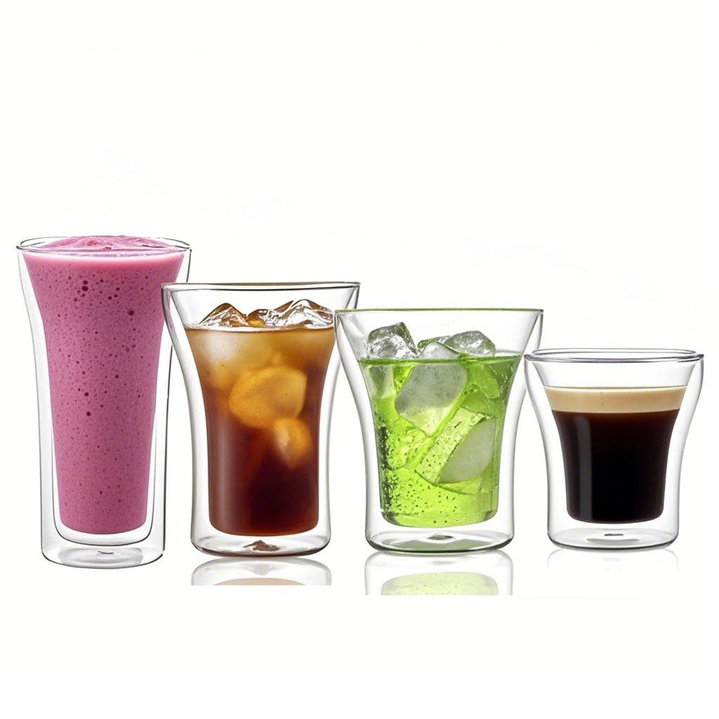 transparent glass coffee cups,empty on white background