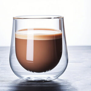 Top view of a double wall glass coffee cup