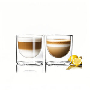 Elegant double wall glass coffee cup set of 2 in gift box – ideal for housewarming or Christmas