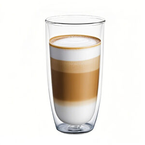 Reusable double wall glass coffee cup with eco-friendly lid