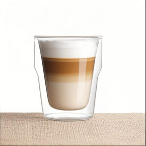 Minimalist Scandinavian style double wall glass cup for black coffee