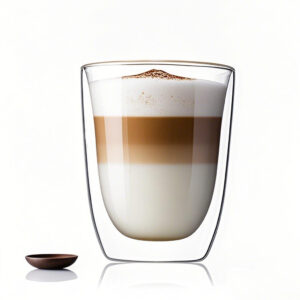 Elegant double wall glass coffee cup set of 2 in gift box for wedding or Christmas