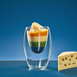 Versatile double wall glass mug with measurement marks and non‑slip base – for hot coffee, iced latte