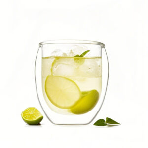 Elegant clear double wall glass cup for serving cappuccino or latte art
