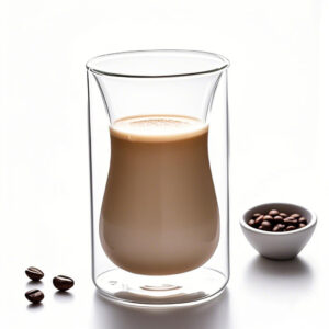 Double wall borosilicate glass cup for hot coffee, heat-resistant and cool to touch