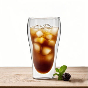 Specialty double wall glass cup with curved rim designed for coffee tasting and aroma concentration
